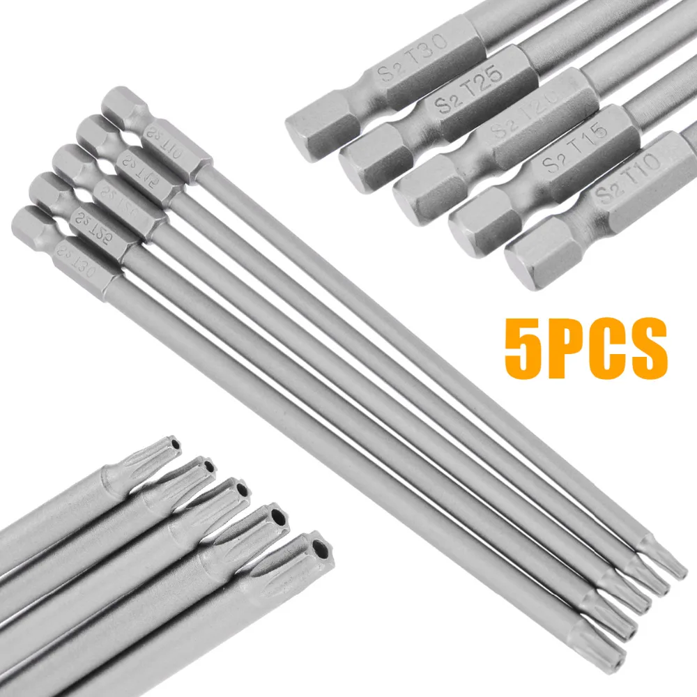 Details about   Slotted Hex Torx Screwdriver Power Bits Set S2 Magnetic Long Drills 5mm Shank 