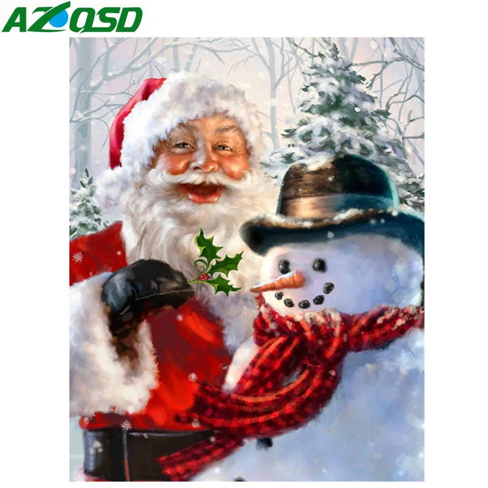 

AZQSD New Diamond Embroidery 2019 Diamond Painting Santa Cross Stitch Diamond Mosaic Round Rhinestones Craft Kit Christmas