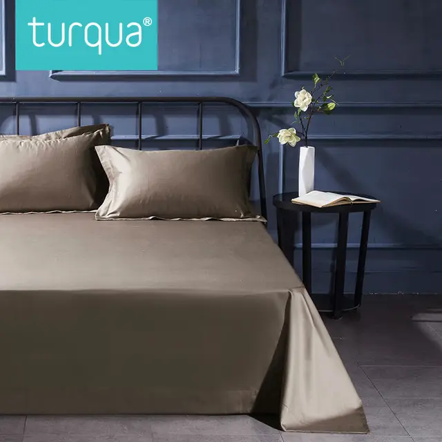 Turqua High Thread Count 100 Egyptian Cotton Solid Style Bedding Turqua High Thread Count 100 Egyptian Cotton Solid Style Bedding Sheet Environmental Friendly Flat For Bedroom Hotel