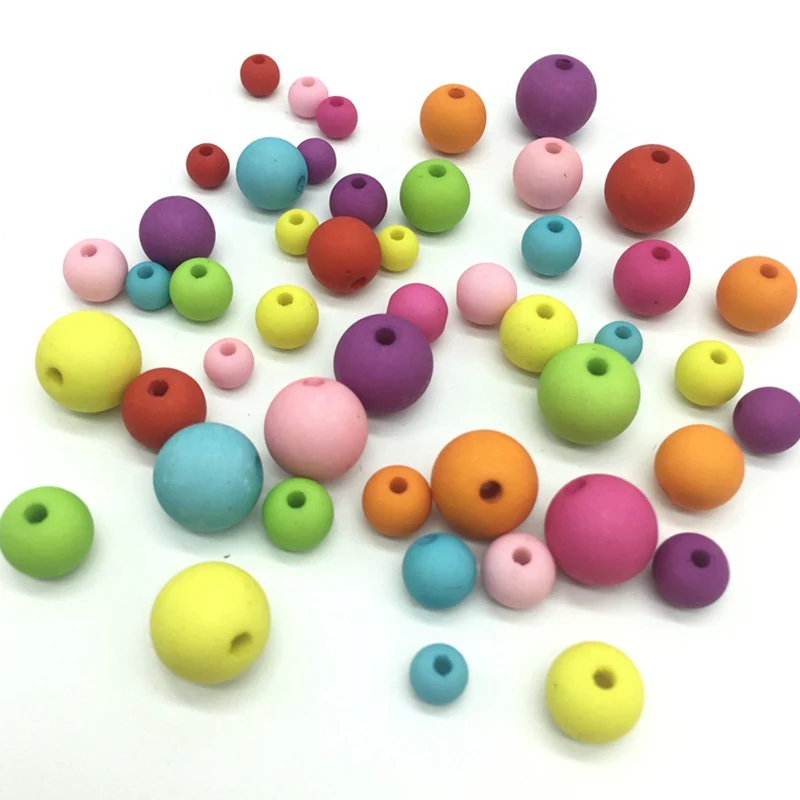 Акриловые пластиковые Матовые разноцветные Круглые шарики для самостоятельного изготовления ювелирных изделий, аксессуары для рукоделия, бусины Meideheng