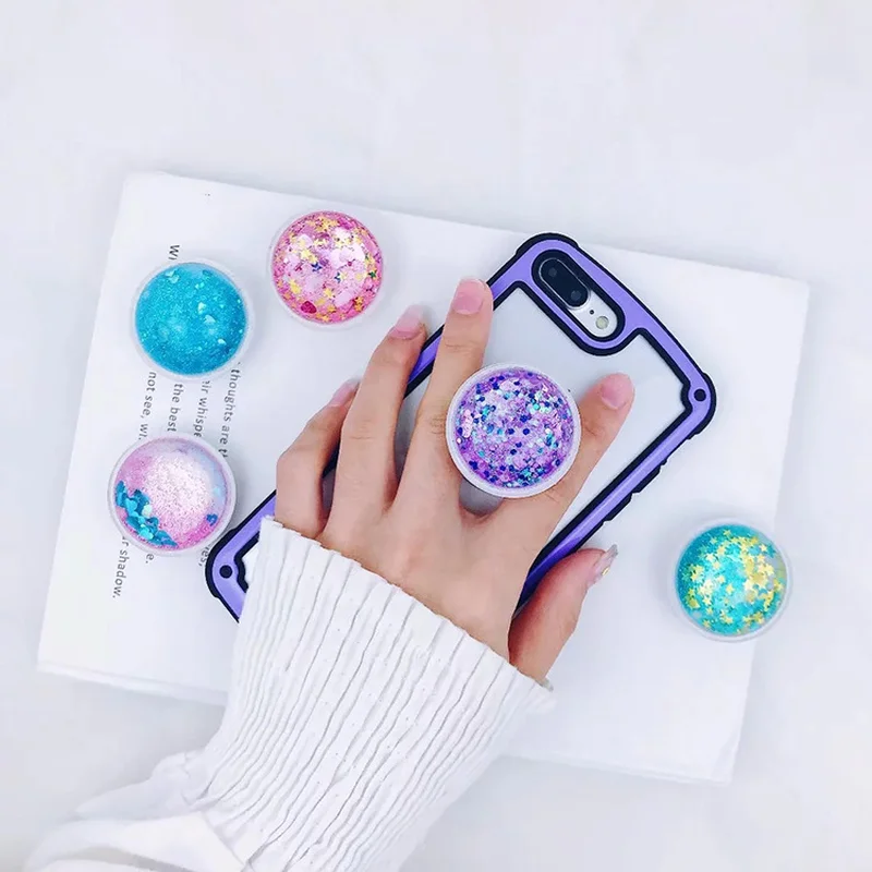 

2PCS Wholesale Socket Universal Mobile Phone Stretch Bracket Glitter Air Bag Phone Expanding Phone Stand Finger Car Phone Holder