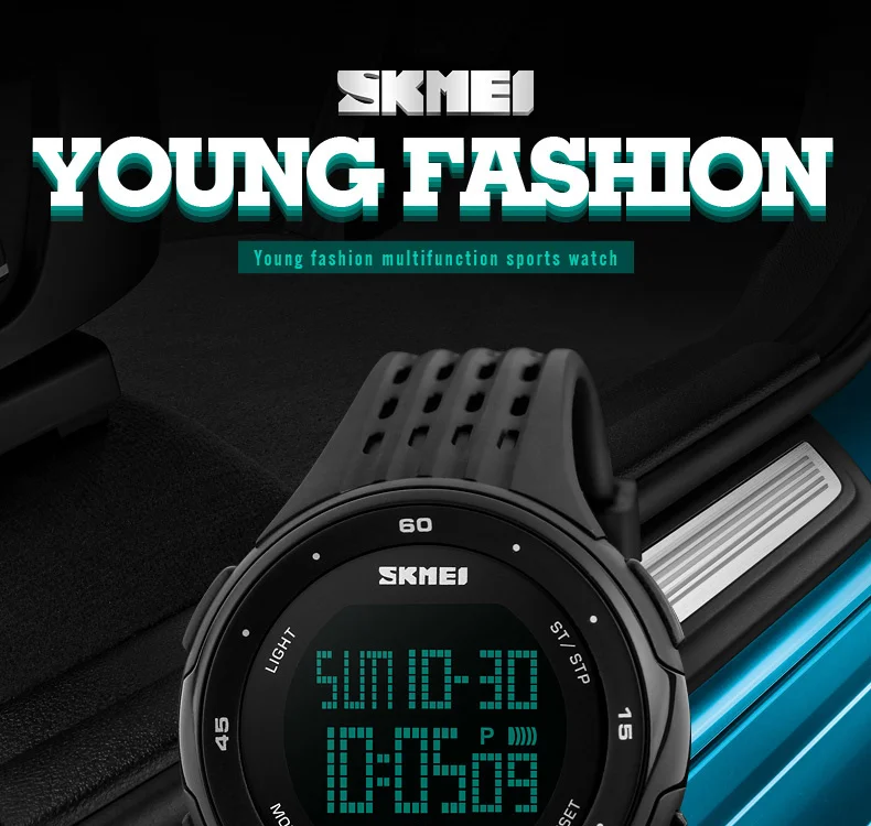 SKMEI 1219 Men Digital Watch LED Display Waterproof Male Wristwatches Chronograph Calendar Alarm Sport Watches Relogio Masculino