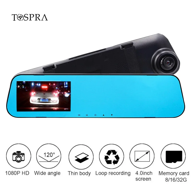 TOSPRA 4,0 дюймов Full HD 1080P Автомобильный видеорегистратор Камера заднего вида с зеркалом одна запись видеорегистратор Авто регистраторы ночное ... TOSPRA 4,0 дюймов Full HD 1080P Автомобильный видеорегистратор Камера заднего вида с зеркалом одна запись видеорегистратор Авто регистраторы ночное ...