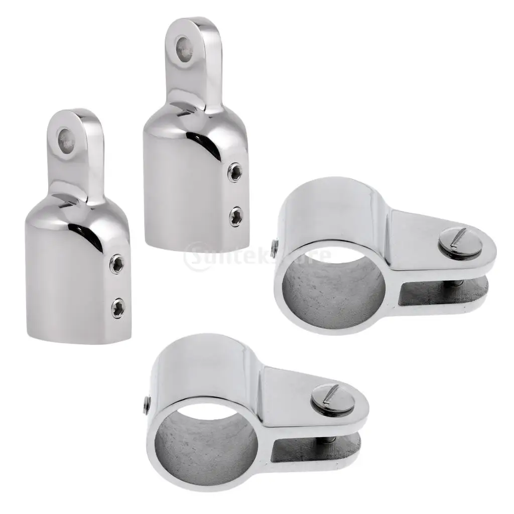 Boat Bimini Top/ Canopy 316 Stainless Steel 22mm 2pcs Tube/Pipe Eye End Cap & 2pcs Clamp Jaw Slide