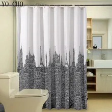 Waterproof Bathroom Curtains White Black Polyester Shower Curtain Letters Tower Modern Fabric Customized bath curtain waterproof eiffel tower floral polyester shower curtain
