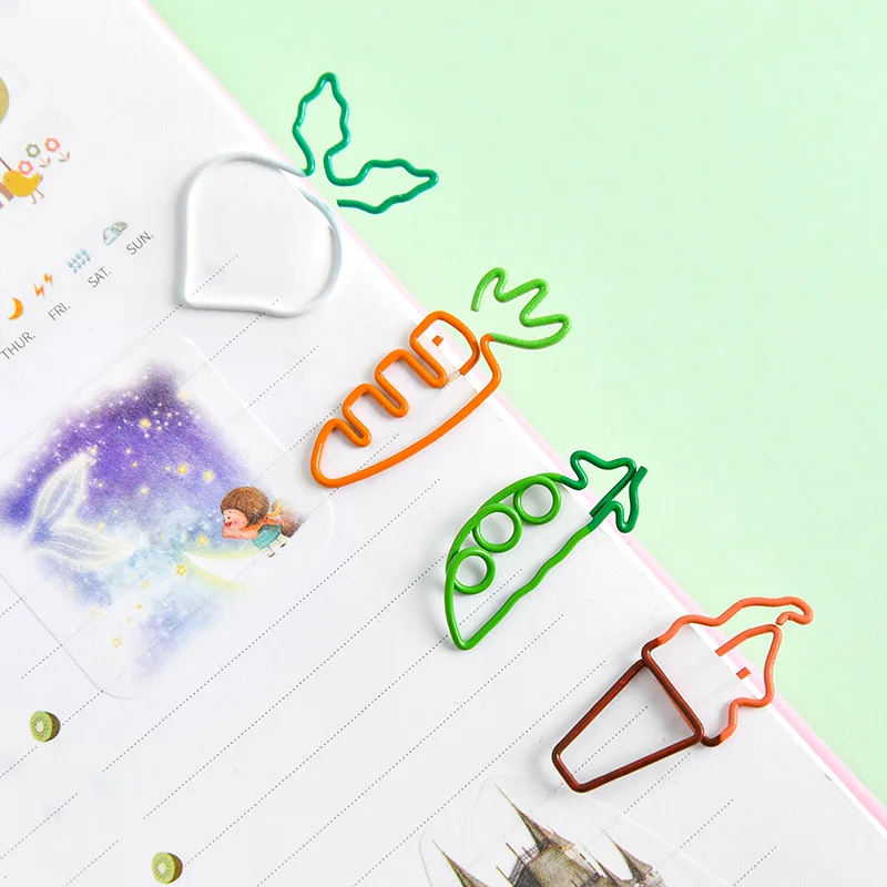 4 шт Kawaii Мультфильм овощные морковь стикеры мороженое Клип Творческий металлические закладки DIY студент канцелярский школьный офисный