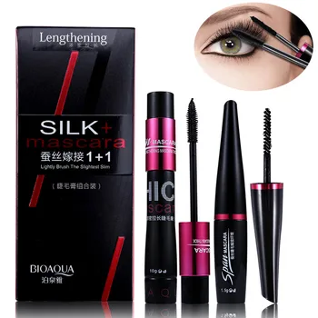 

1 Set Black Silk Fiber Mascara Makeup Eyelash Extension Lengthening Volume 4D Mascara Waterproof Long Lasting Cosmetics