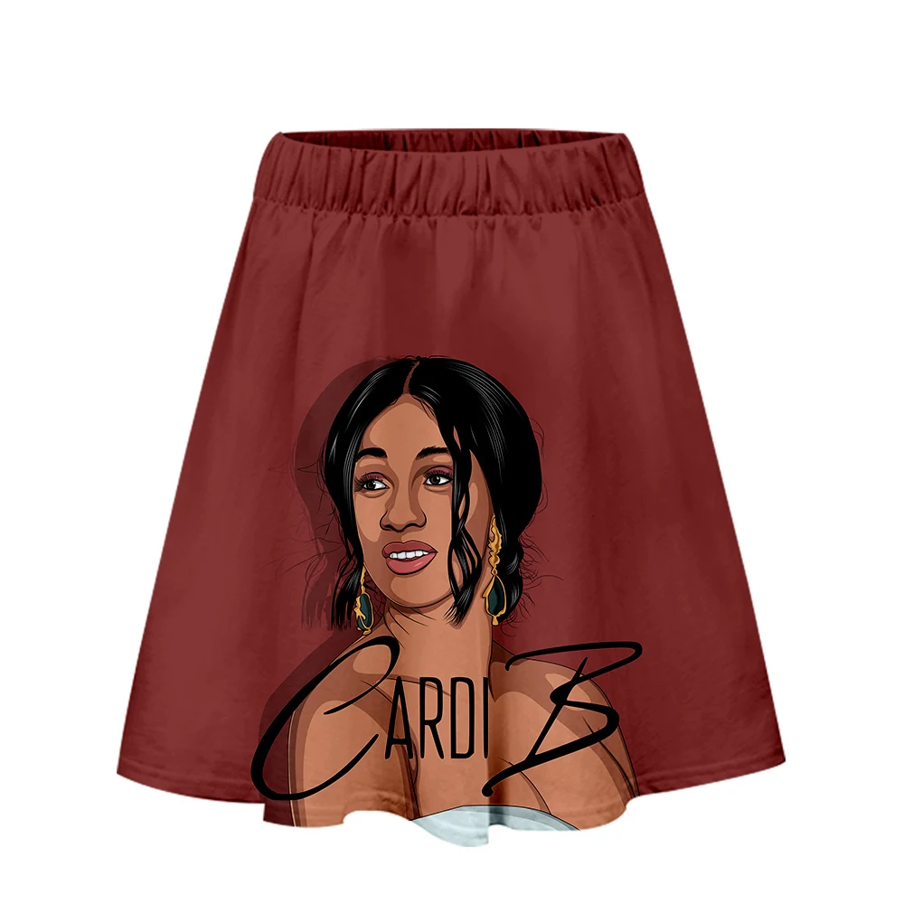 

3D Cardi B Women's Skirt Kpop Harajuku 2019 Sexy Summer Skirts Woman Breathable Soft Saia Pleated Skirt 10Style Plus Size XXL