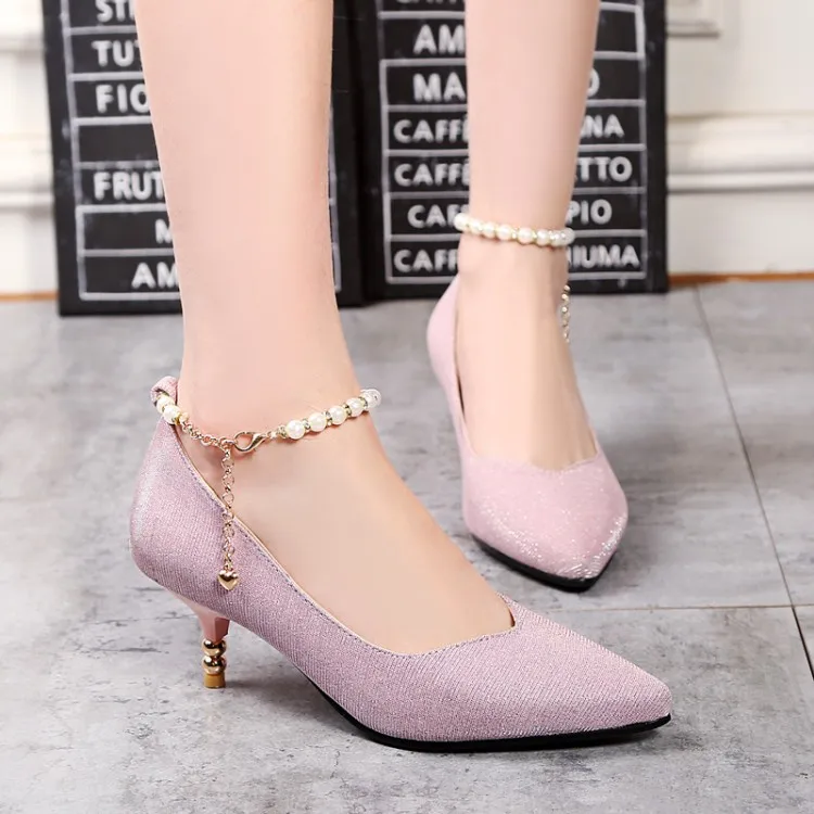

Big Size 11 12 13 14 ladies high heels women shoes woman pumps Single shoe woman with button tip and shallow mouth