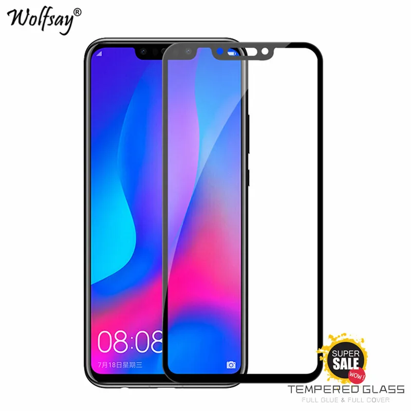 

2PCS Full Glue Cover Glass Huawei P Smart Plus Screen Protector Tempered Glass For Huawei P Smart Plus Phone Film Huawei Nova 3i