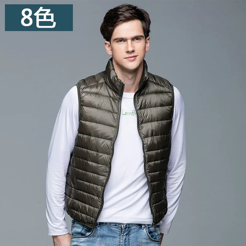 Duck Down Vest Men Ultra Light Double Sided Zipper Puff Gilet Casual