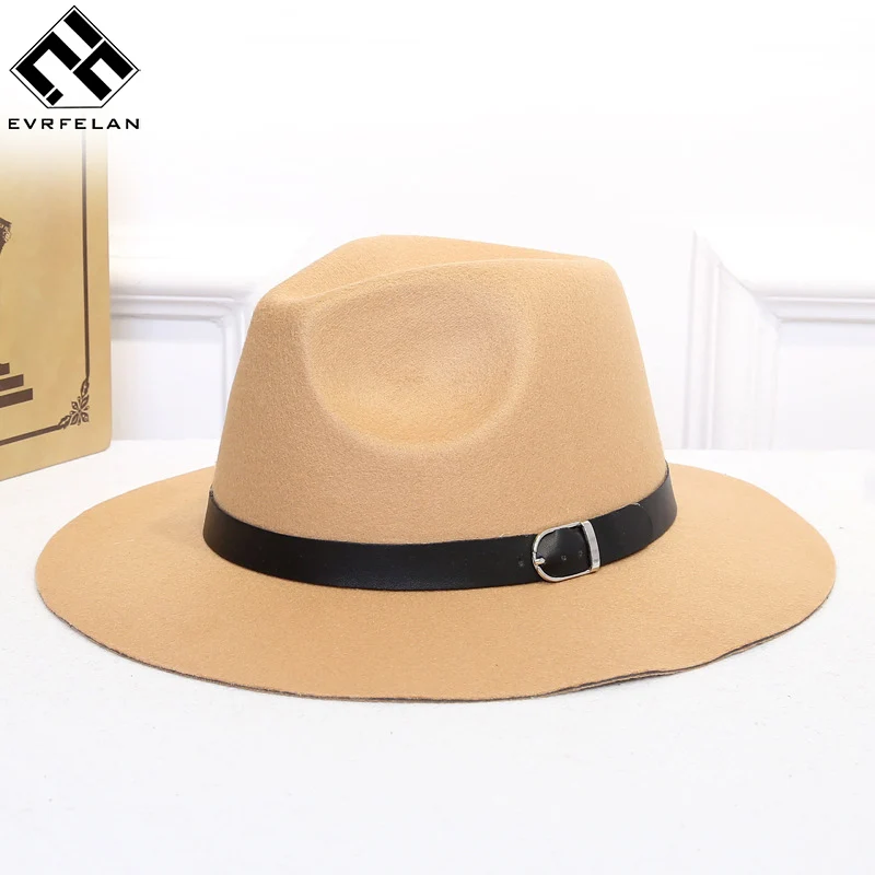 Buy Autumn Winter Wide Brim Fedora Hats For Women Flat