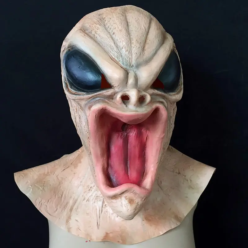

Quality latex full ghost mask grimaces demon wigs halloween party cos props