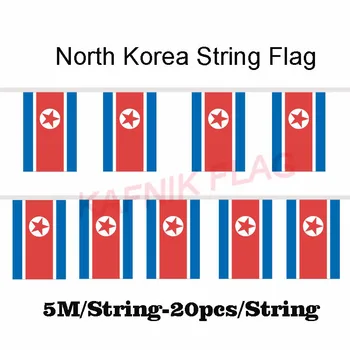 

KAFNIK,5 meters 20 faces 14*21CM North Korea String Flag Banner Bar For Party Decoration/World Event Carnival Decor