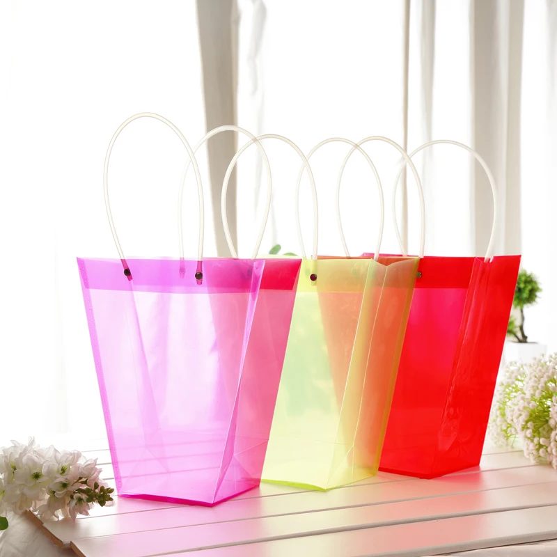 Plastic Bags Color PP Flower Packing Bags with PVC Rope Flower Garden