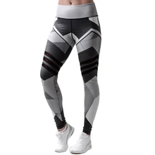 Geometric Print Stocking Women Sport Pants Running Jogging Fitness Yoga Fitness Elastic Gym Sport Girl Wk024