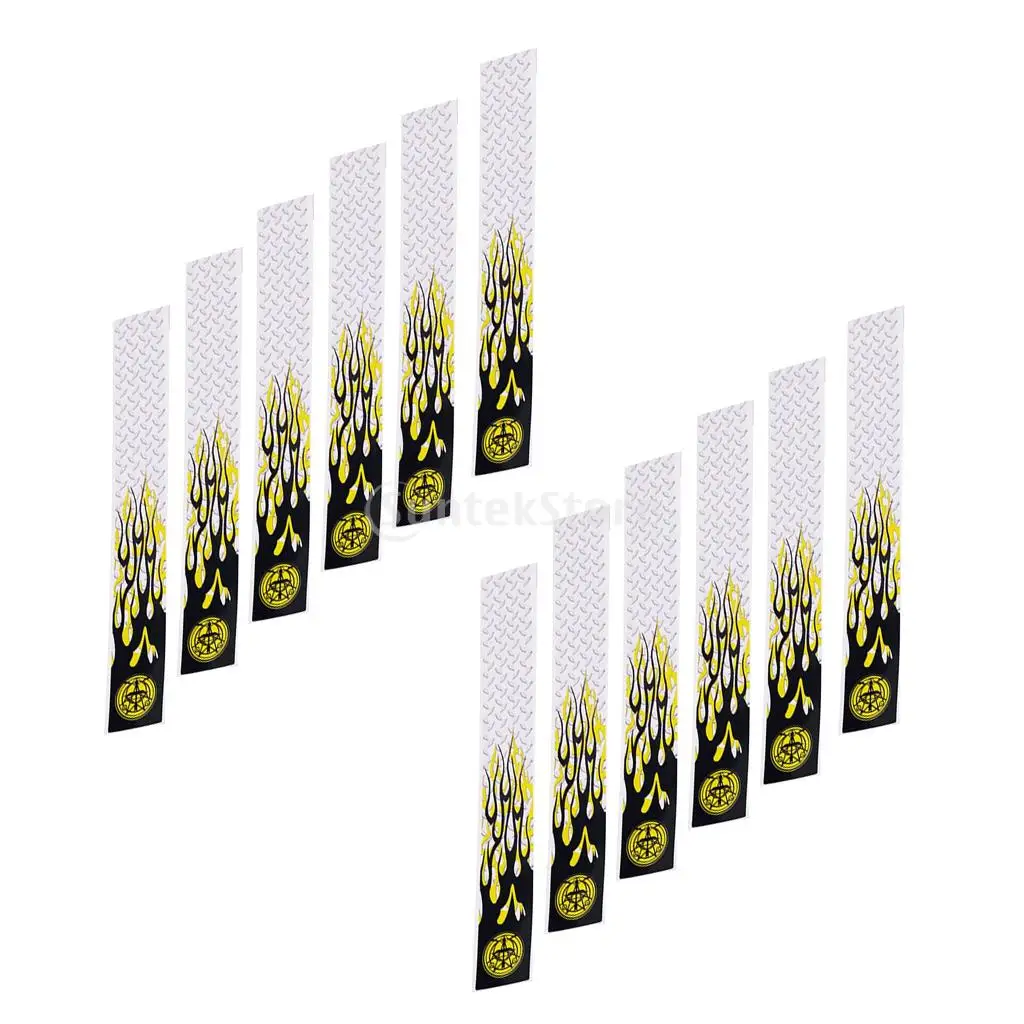 12pcs Durable Archery Arrow Adhesive Stickers Wraps 27cm x 3cm Fluorescent Yellow/ White