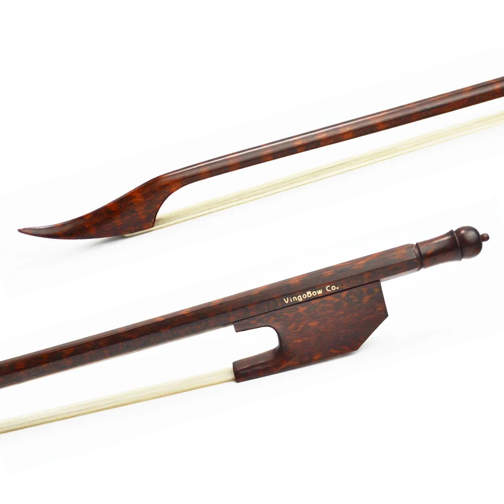 610VL 4/4 Size LONG Baroque VIOLIN BOW Snakewood Stick and Frog Natural