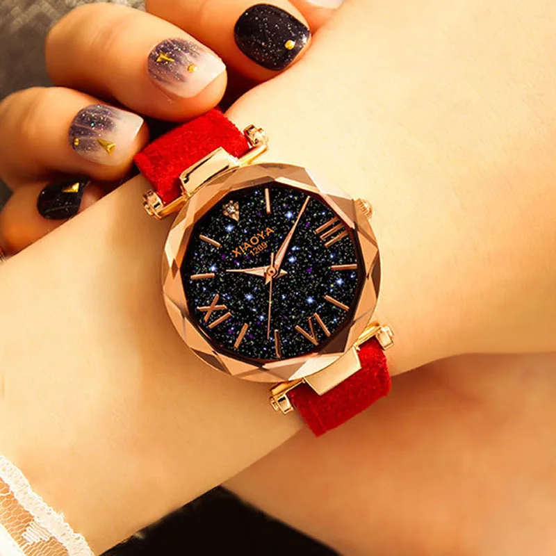 

Ladies Watch 2019 New Casual Fashion Quartz Watch Starry Sky Multicolor Leather Wristwatch Simple Designer Women Clock Orologio