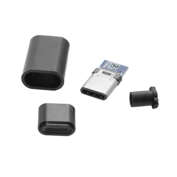 

Xiwai 5set DIY 24pin USB 3.1 Type C USB-C Male Plug Connector SMT type with Black Housing Cover