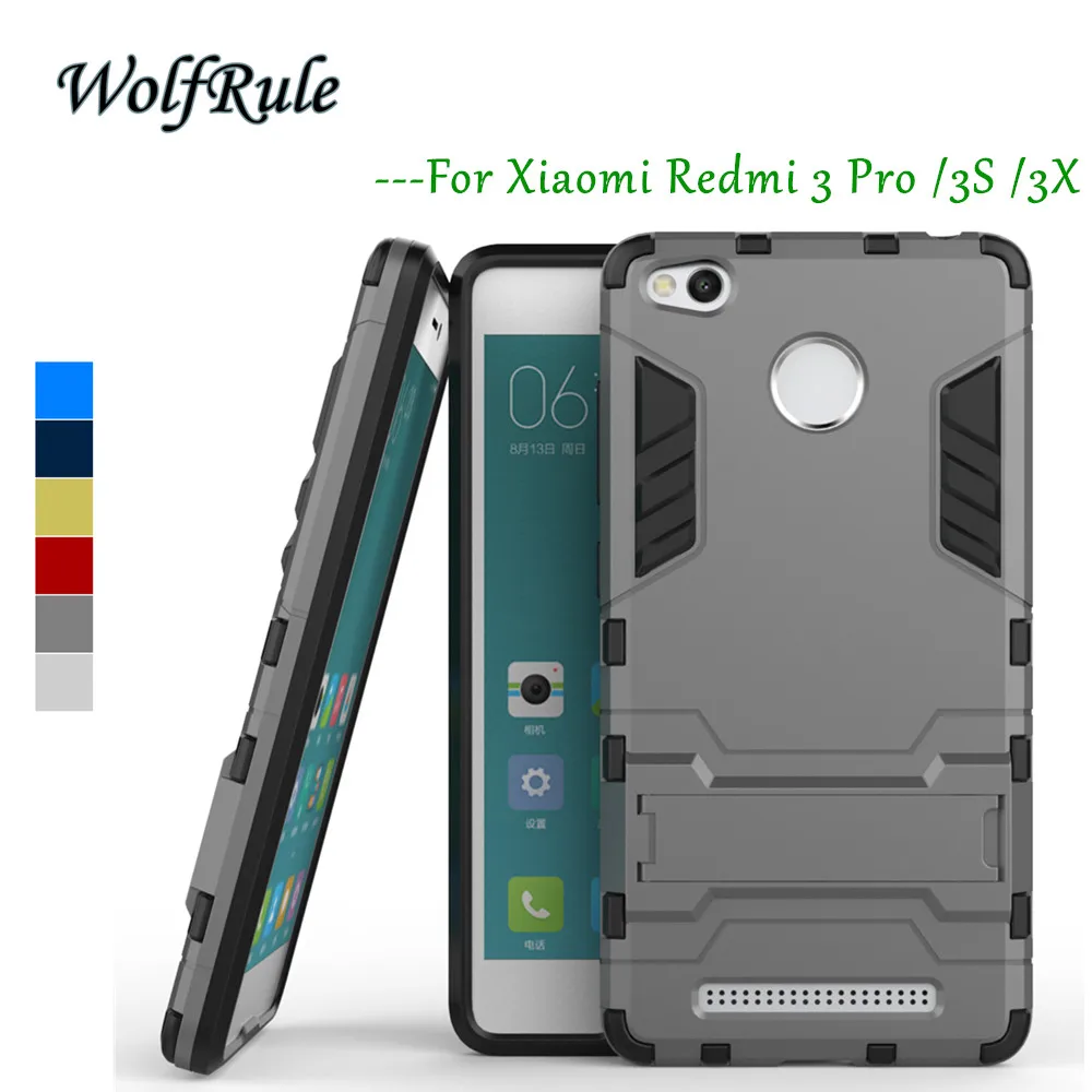 

WolfRule Xiaomi Redmi 3s Case Redmi 3 Pro Prime Cover Soft Silicone +Plastic Holder Anti-knock Case For Xiaomi Redmi 3s Funda <