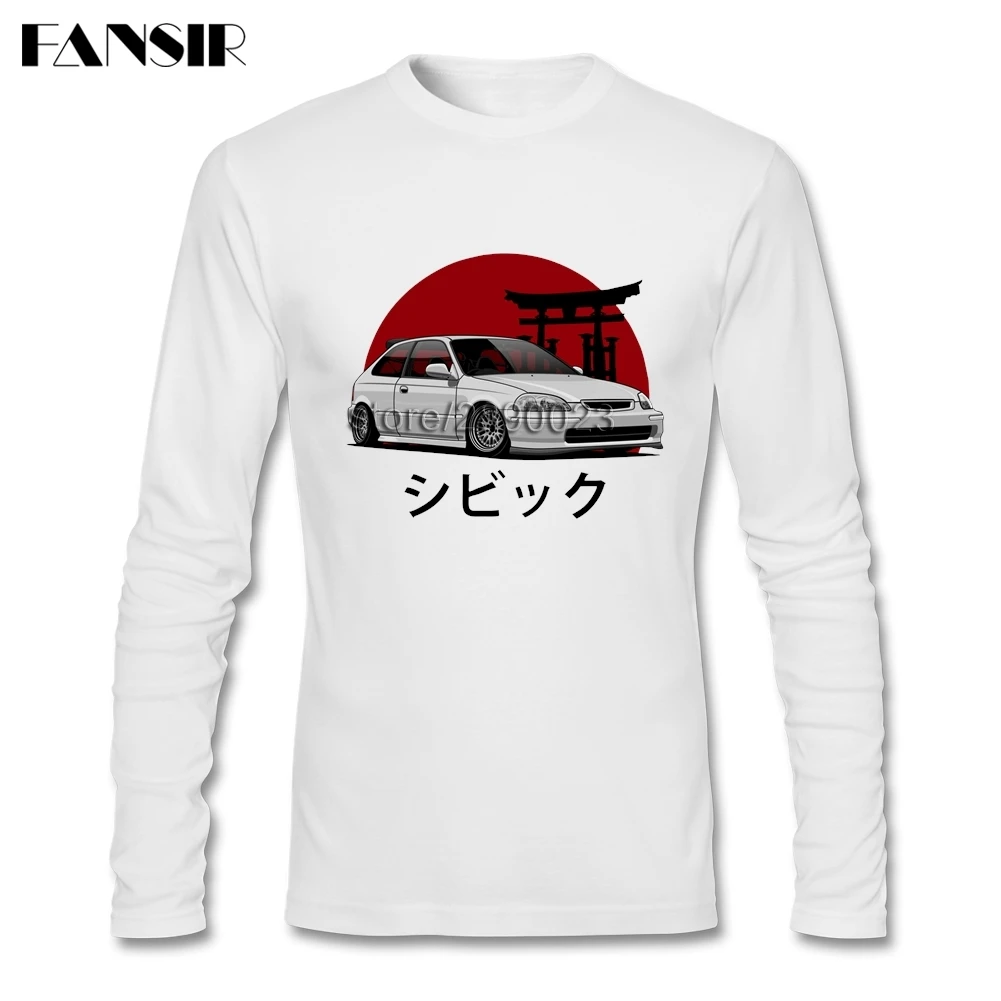 Race Car JDM T Shirt Men Boy Round Neck Long Sleeve Cotton Latest