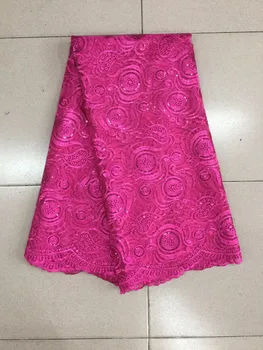 

New arrival gold sequined Swiss chiffon fabric,2017 high quality african tulle lace fabric for Indian sari dress Sewing MY1949