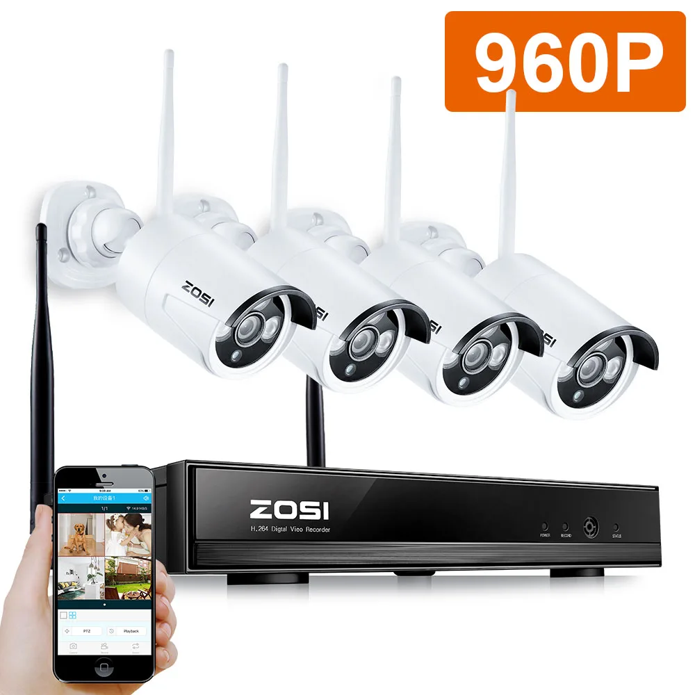 imágenes para Zosi sistema 4ch 960 p nvr hdmi 4 unids 1.3mp ir al aire libre P2P Wireless IP CCTV Cámara IP Sistema de Cámara de Vigilancia de Seguridad Kit imágenes para Zosi sistema 4ch 960 p nvr hdmi 4 unids 1.3mp ir al aire libre P2P Wireless IP CCTV Cámara IP Sistema de Cámara de Vigilancia de Seguridad Kit