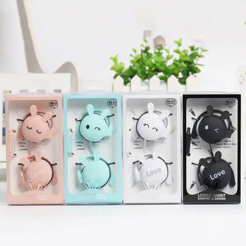 

CHICLITS Cartoon Lovely Rabbit Earphone 3.5mm Stereo Ear-hook Wire Control With Mic Earplugs For Girls Kids Student Gift For Mp3