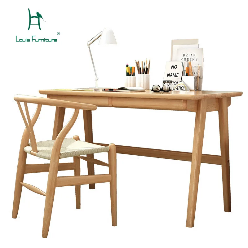 Louis Fashion Computer Desks Nordic Solid Wood Beech Log Japanese