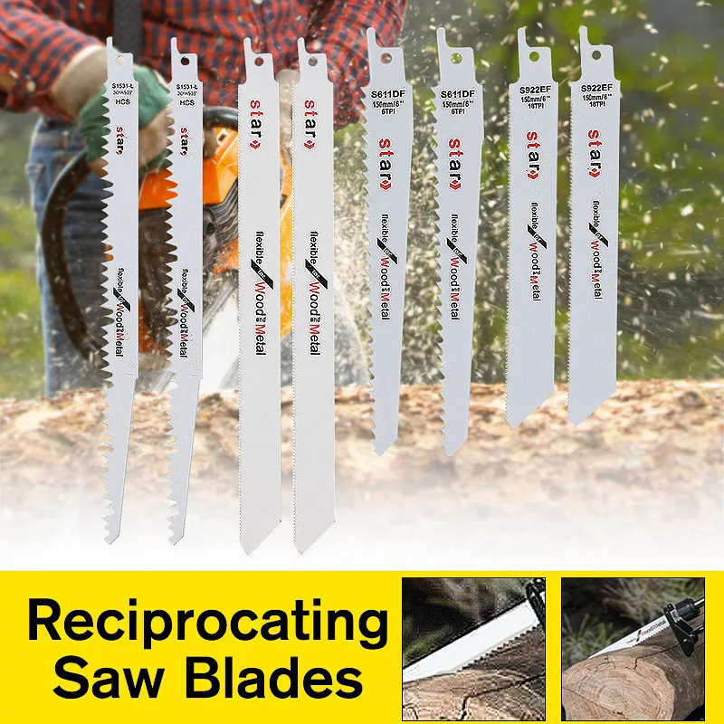 

8pc/Set HCS Reciprocating Saw Blades Wood Metal PVC Cutter Blade For Bosch Makita Hitach Power Tools Accessories
