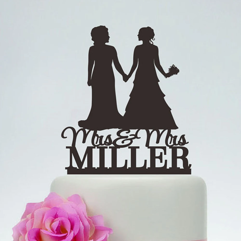 Lesbian Wedding Mrs and Mrs Cake Topper,Lesbian Silhouette Decoration,Same Sex Cake Topper,Custom Acrylic Same Sex Cake topper