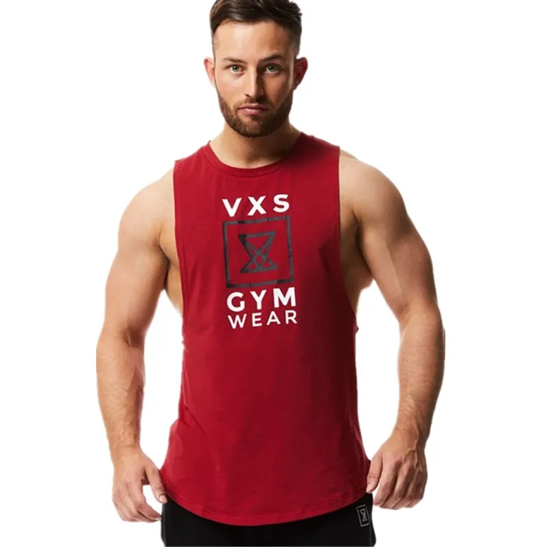 

MLCRIYG Summer 2019 Casual Men sleeveless tank top Gyms Training Moisture absorbent Printed sweat Cotton vest 5 Colors Hot Sale