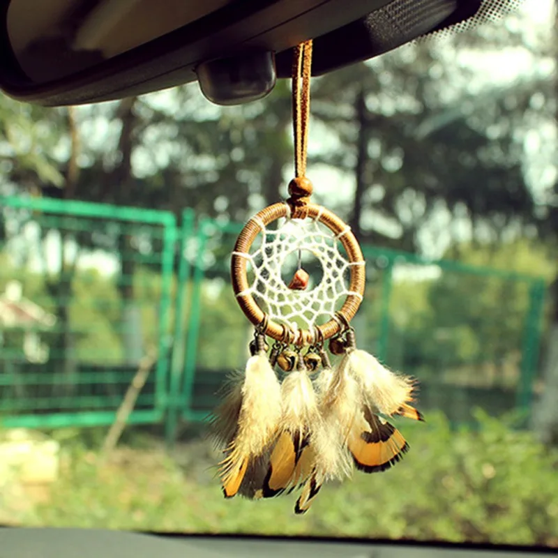 

Small Bronze Bells Feather Dreamcatcher & Wind Chimes Car Pendant & Home Decor & Wall Hanging Dream Catcher Regalo Home Decor