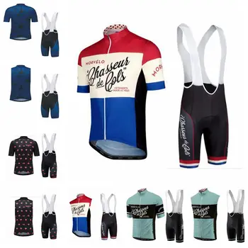 

2019 Morvelo Cycling Short Sleeves jersey bib shorts sets Men Summer Clothing High Density High Elasticity Sponge U42005