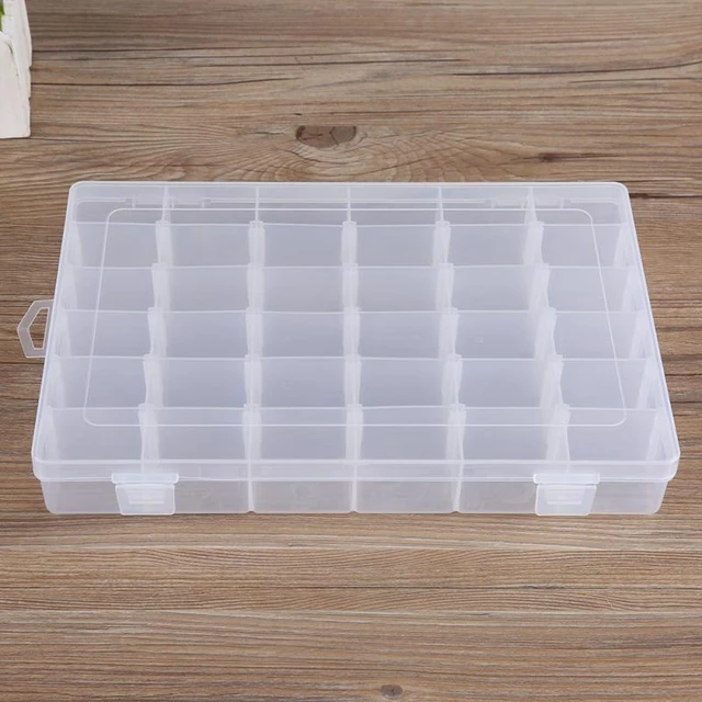 Clear Plastic 36 Grids Storage Box Detachable Dividers Make Up