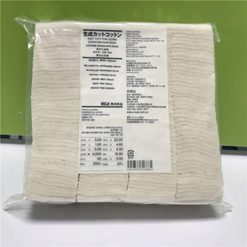 

Newest Package Muji Organic Cotton 60*50mm 180pcs for Electronic Cigarette RDA RTA Atomizer Coils with Cotton Bacon
