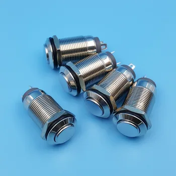 

5Pcs Metal Waterproof 12mm ON-OFF Maintained 2Pin SPST Normally Open Push Button Switch High Round Head