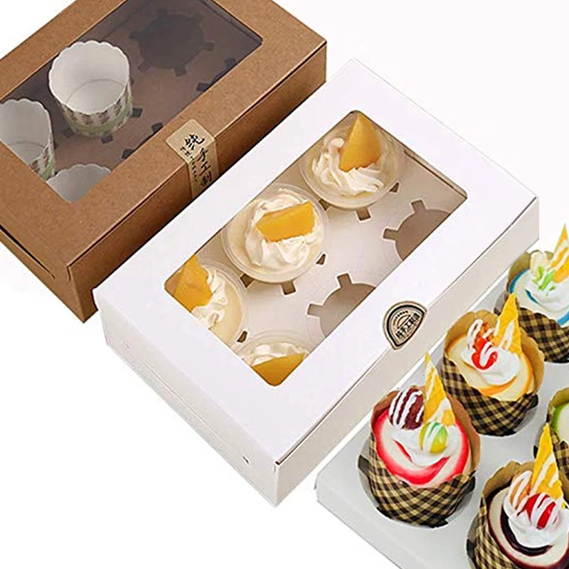 

5pcs / Wedding Party Cupcake Boxes Pastry Cookie Box Kitchen Accessorie Containers Bakery Birthday Window Transparent Cake Box