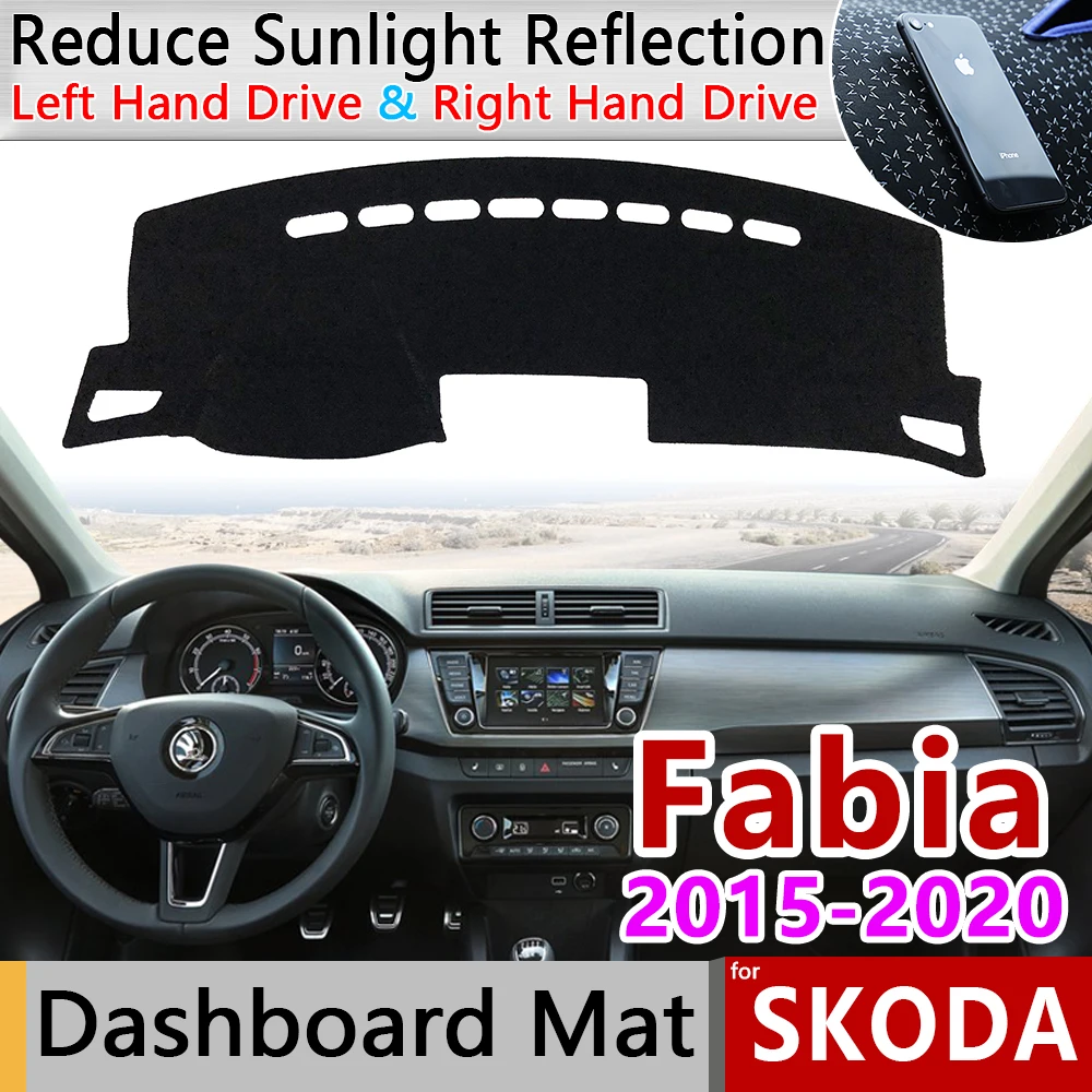 Для Skoda Fabia 3 Нью-Джерси 2015 2016 2017 2018 2019 2020 MK3 Противоскользящий коврик на приборную