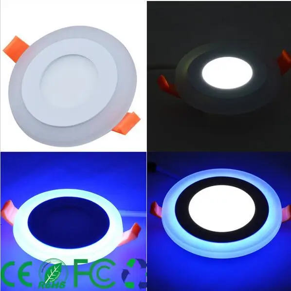 

6w 12w 16w 24w round square led Ceiling Recessed panel Light Painel lamp home decoration Blue +White led panel downlight