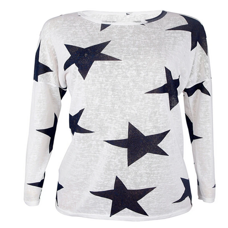 2017 Casual Sweatshirt Long Sleeve Women Star Print Girls Sweatshirt