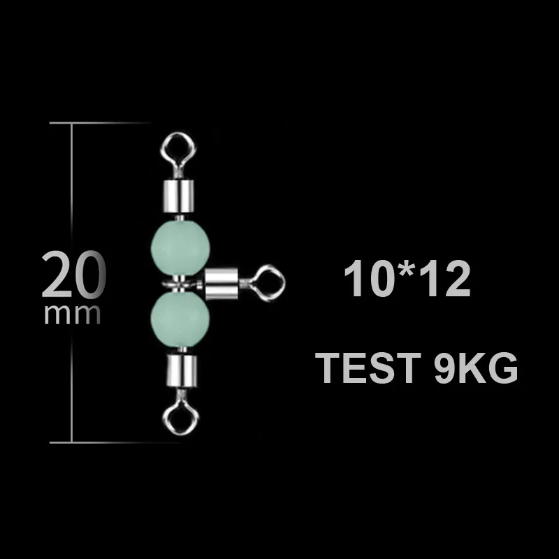 Ходьба рыбы 10 шт./лот 3 пути светящиеся Вертлюги разъем шарикоподшипник поворотный оснастки твердые кольца прокатки поворотный стальной морской рыболовные крючки - Цвет: 10