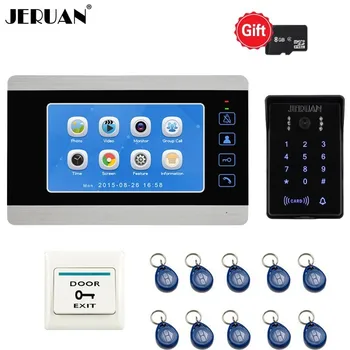 

JERUAN Waterproof Password RFID Access Camera 7 Inch LCD Color Video Doorbell Doorphone Voice/Video Record Intercom System kit