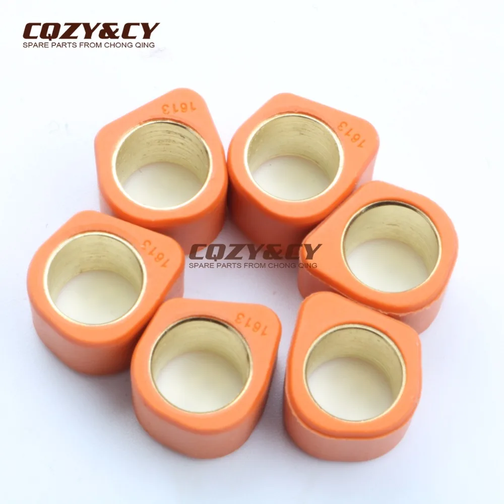 

6PC Polygon Roller Set Sliders 16x13mm 5.5gram set for KYMCO Agility R10 R12 R16 Dink Like People Super 50cc