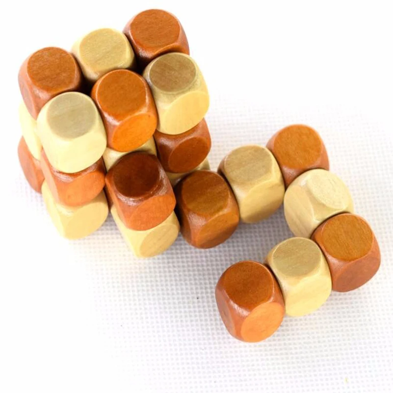 Snake Cube Wooden Brain Teaser Puzzle Magic Cube toy gift LUBAN LOCK