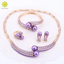 Золото Цвет Ювелирные наборы Для женщин бренд комплект ювелирных изделий/свадебные аксессуары для Для женщин Имитация Жемчуга комплекты ожерелий с кристаллами 2 Цвета