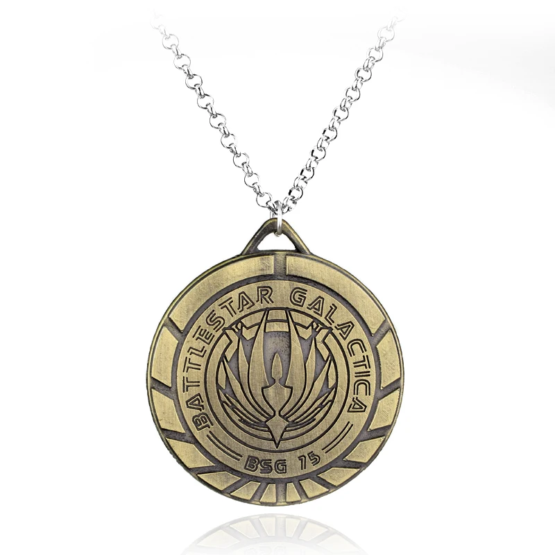 

New arrival Men's Battlestar Galactica BSG Logo Pendant Necklaces Cowboy Metal Cosplay Necklace Can Drop shipping