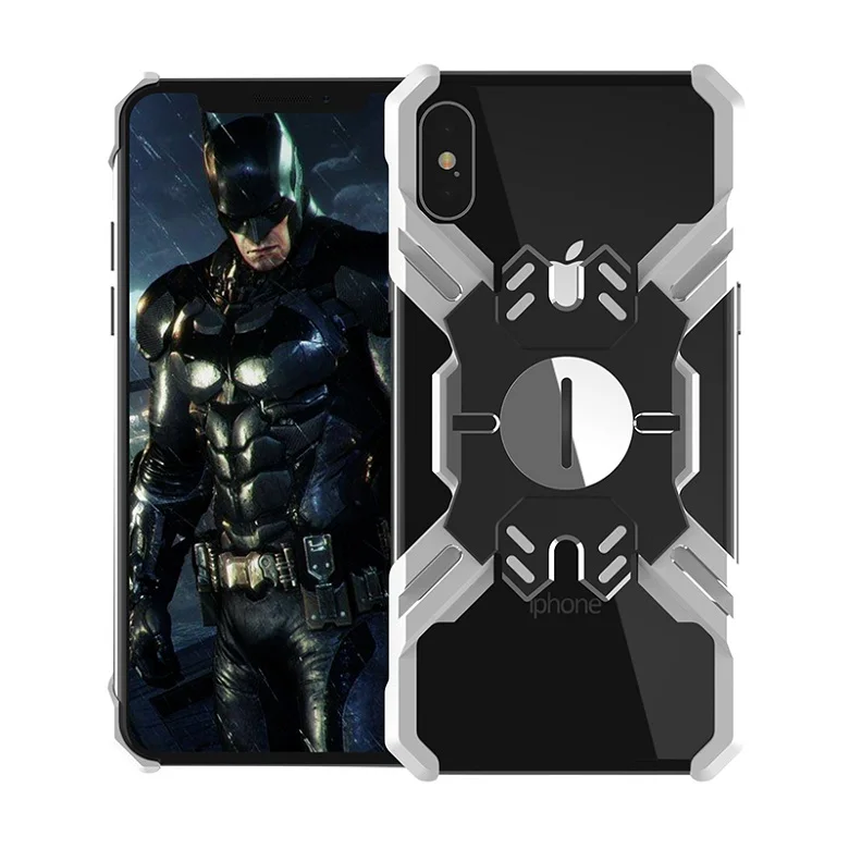 Металлический чехол для телефона для iphone xsmax x xr мягкая ручка тема противоударный границы Защитная крышка для iphone 6splus 7 plus x 8 - Цвет: silver and black