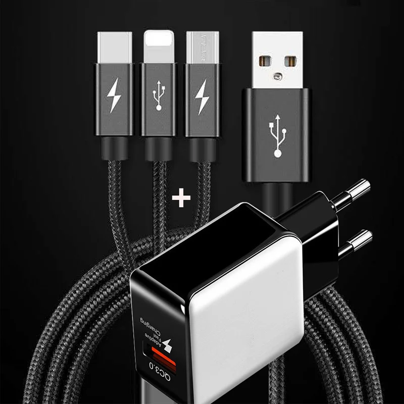 Fiuzd 18W Quick Charger for Samsung Galaxy s9 s10+ s8 7 Fast QC 3.0 Charger for iPhone X 8 7 6s USB Charger for huaweiMAX mate 20 pro lite888